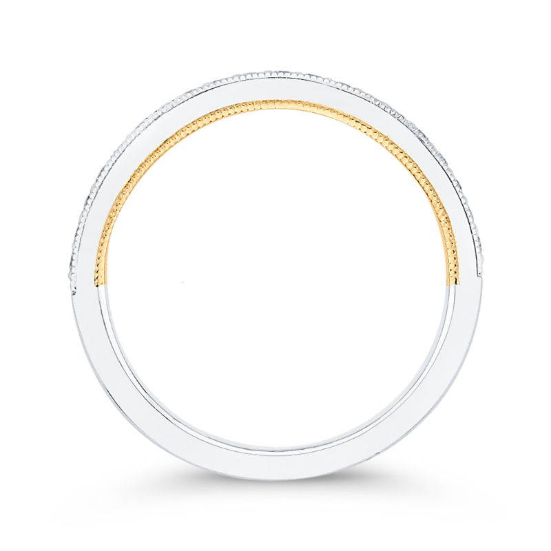 Round Diamond Wedding Band in 14K Two Tone Gold