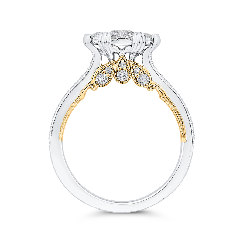 Round Diamond Engagement Ring in 14K Two Tone Gold