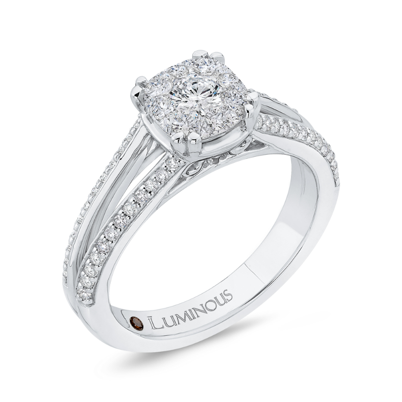 Round Diamond Engagement Ring in 14K White Gold