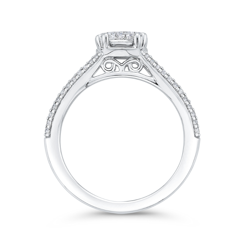 Round Diamond Engagement Ring in 14K White Gold