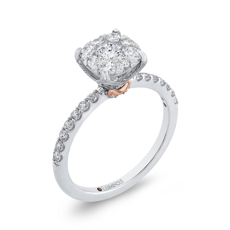 Round Diamond Engagement Ring in 14K Two Tone Gold