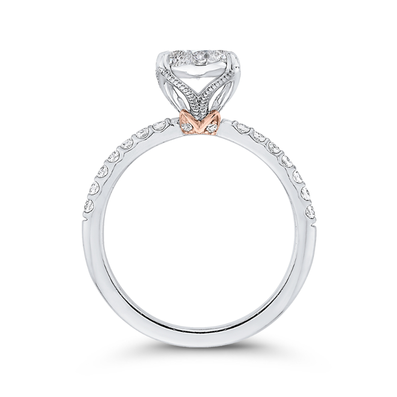 Round Diamond Engagement Ring in 14K Two Tone Gold