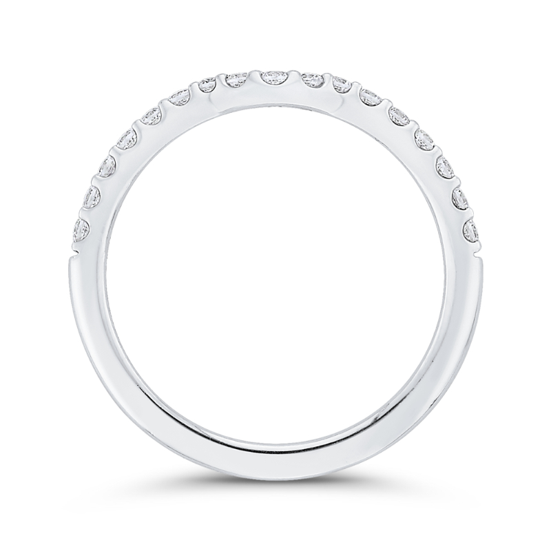 Diamond Half-Eternity Contour Wedding Band in 14K White Gold
