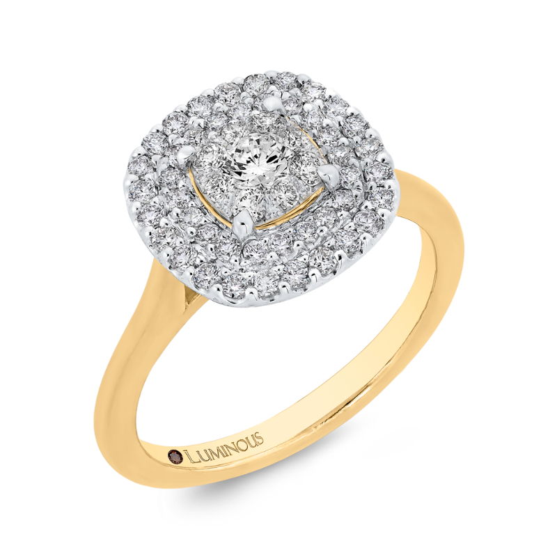 Round Diamond Engagement Ring in 14K Two Tone Gold