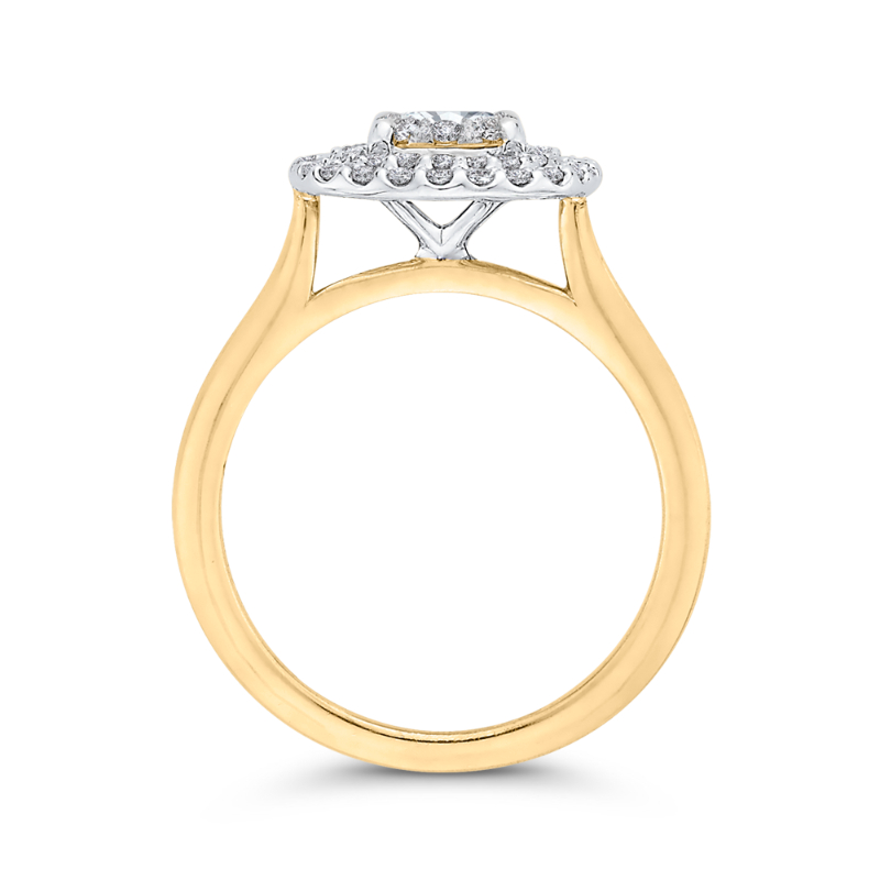 Round Diamond Engagement Ring in 14K Two Tone Gold