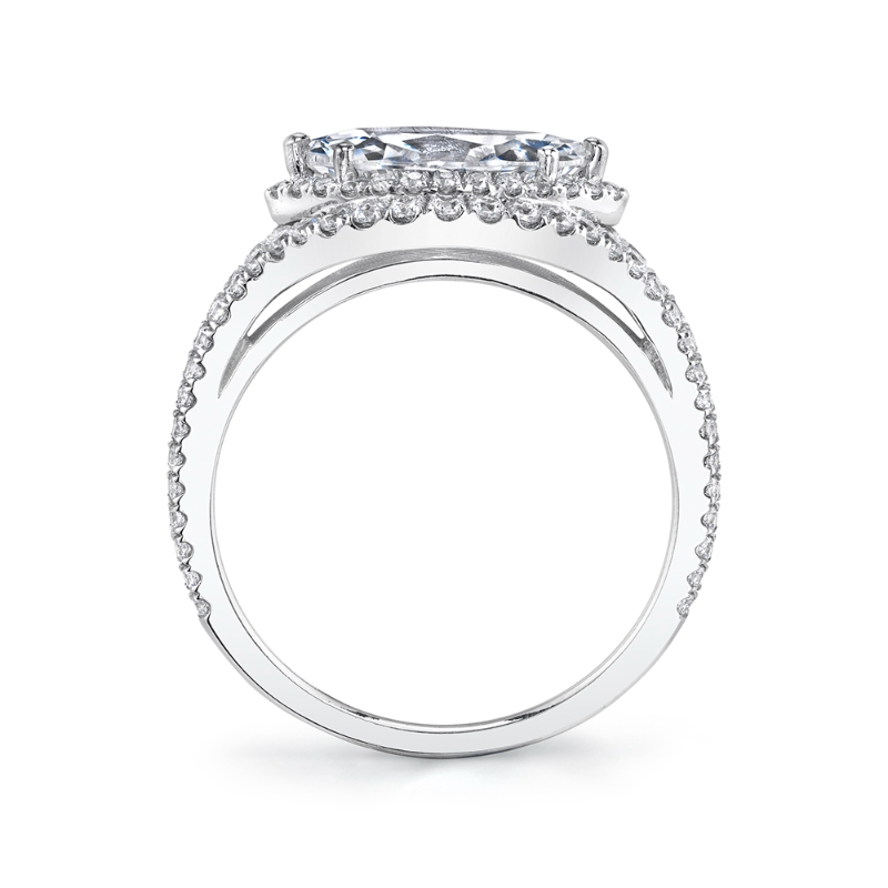 Marquise Shaped Ring with Halo - Eleanora