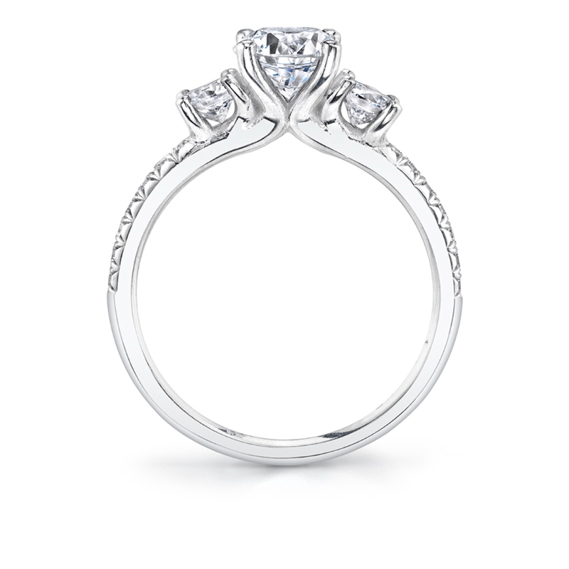 Princess Cut Modern Three Stone Engagement Ring - Gemma