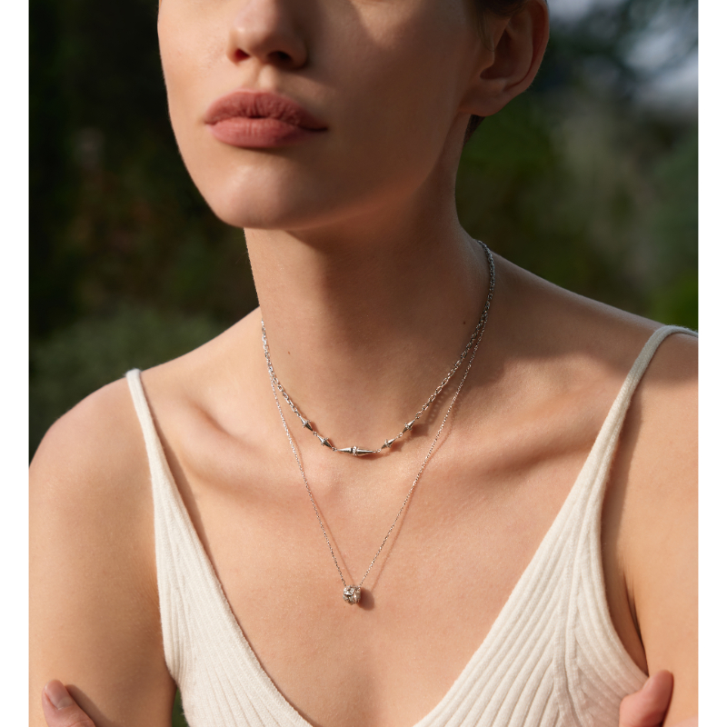 Silver Geometric Chain Necklace