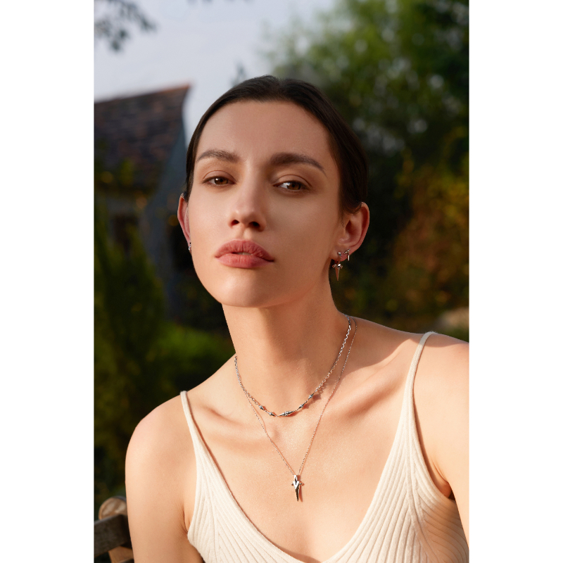 Silver Geometric Point Pendant Necklace