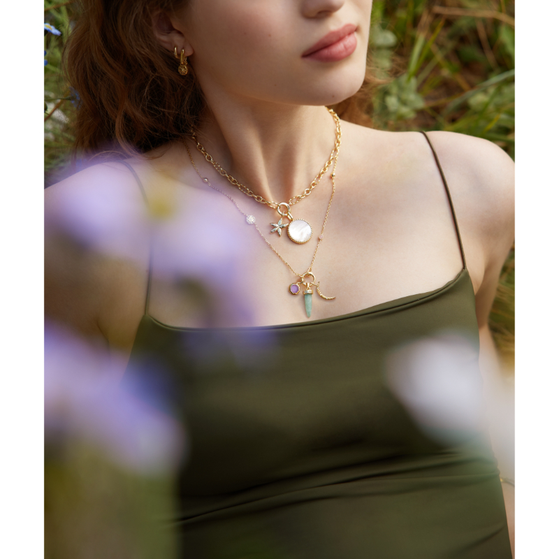 Gold Heart Enamel And Mother Of Pearl Charm