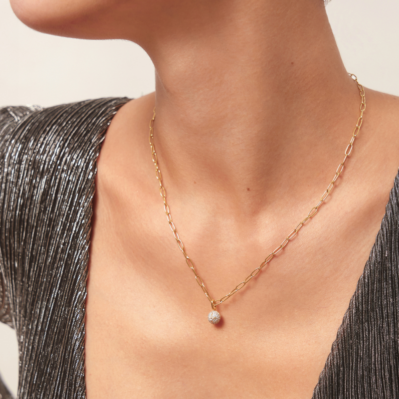 Gold Pav?Star Sphere Charm
