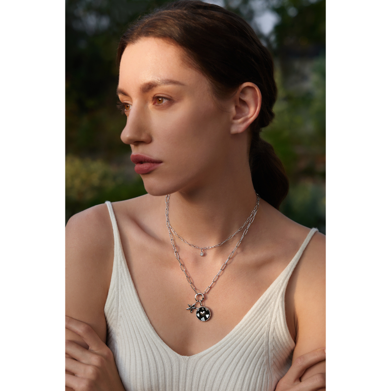 Silver Heart Enamel And Malachite Charm