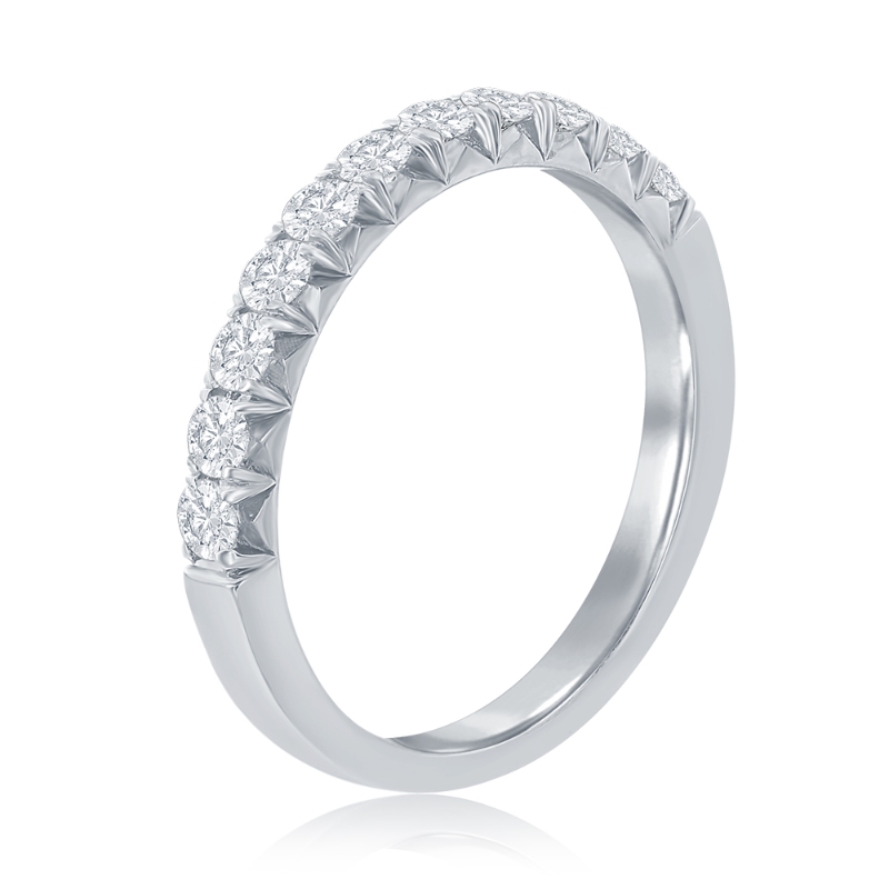 14K White Gold French Pav&eacute; Diamond Band