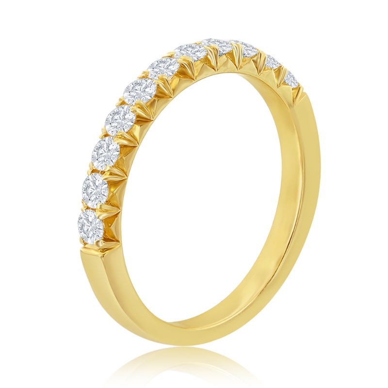 14K Yellow Gold French Pav&eacute; Diamond Band