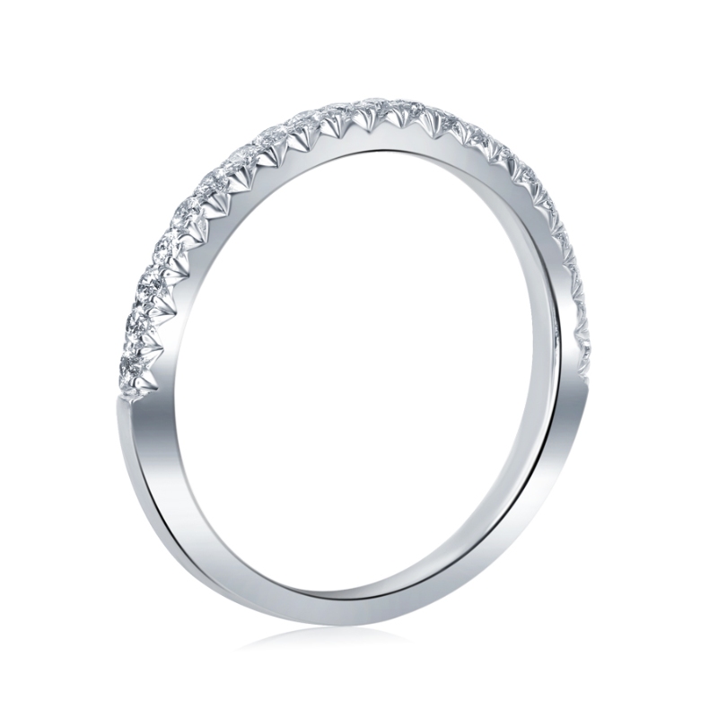14K White Gold French Pav&eacute; Diamond Band