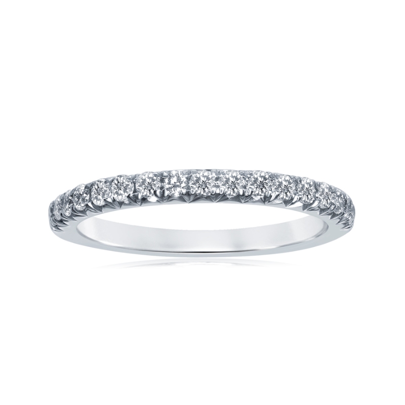 14K White Gold French Pav&eacute; Diamond Band
