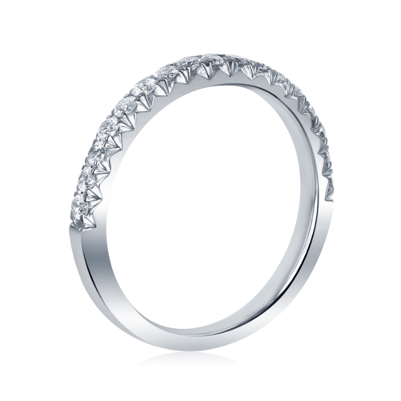 14K White Gold French Pav&eacute; Diamond Band