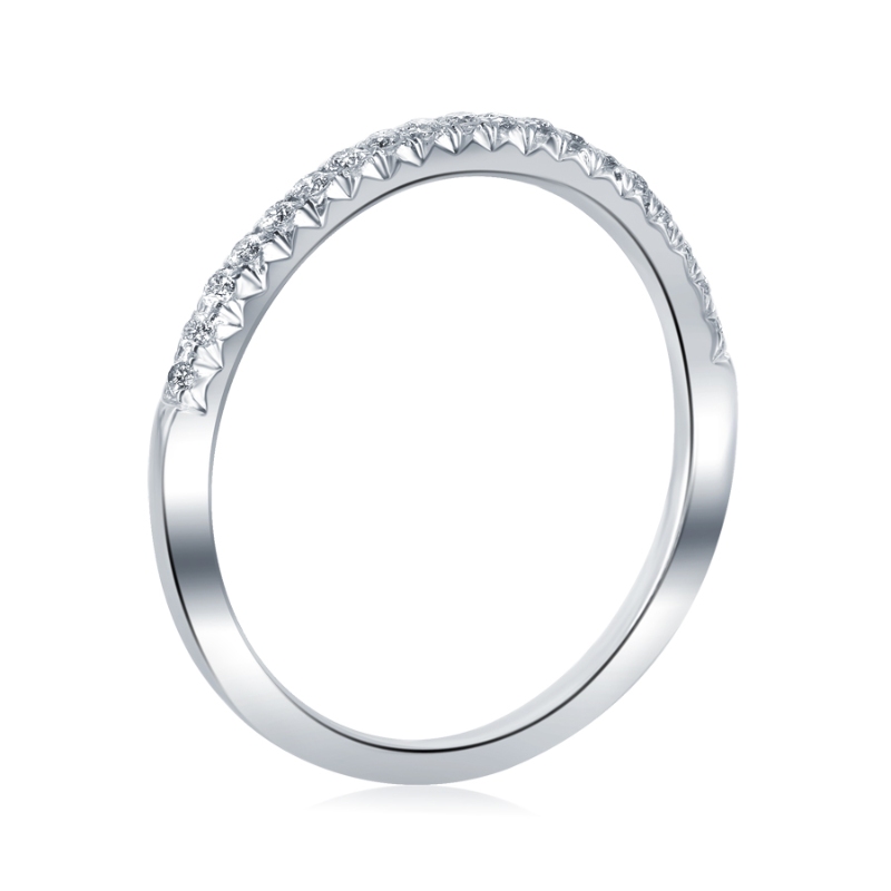 14K White Gold French Pav&eacute; Diamond Band