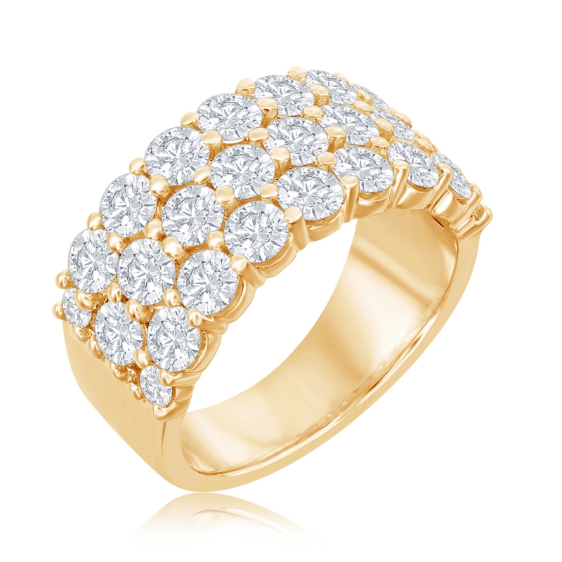 14K Yellow Gold Three Row Pav&eacute; Anniversary Band