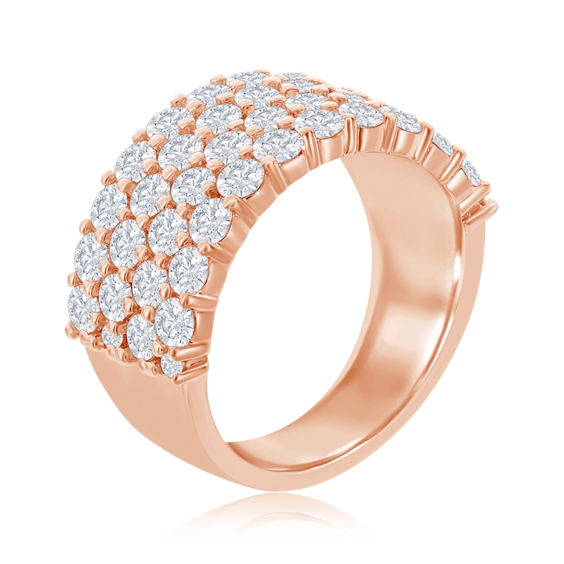 14K Rose Gold Four Row Pav&eacute; Anniversary Band