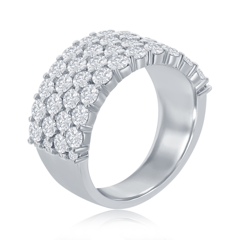 14K White Gold Four Row Pav&eacute; Anniversary Band