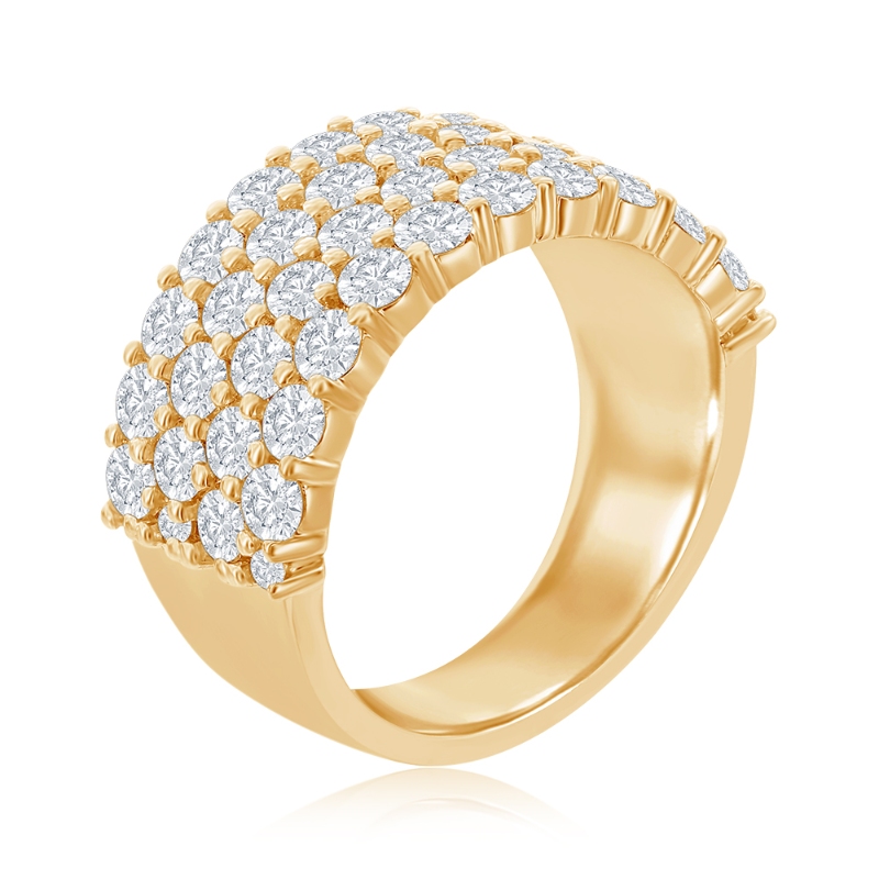 14K Yellow Gold Four Row Pav&eacute; Anniversary Band