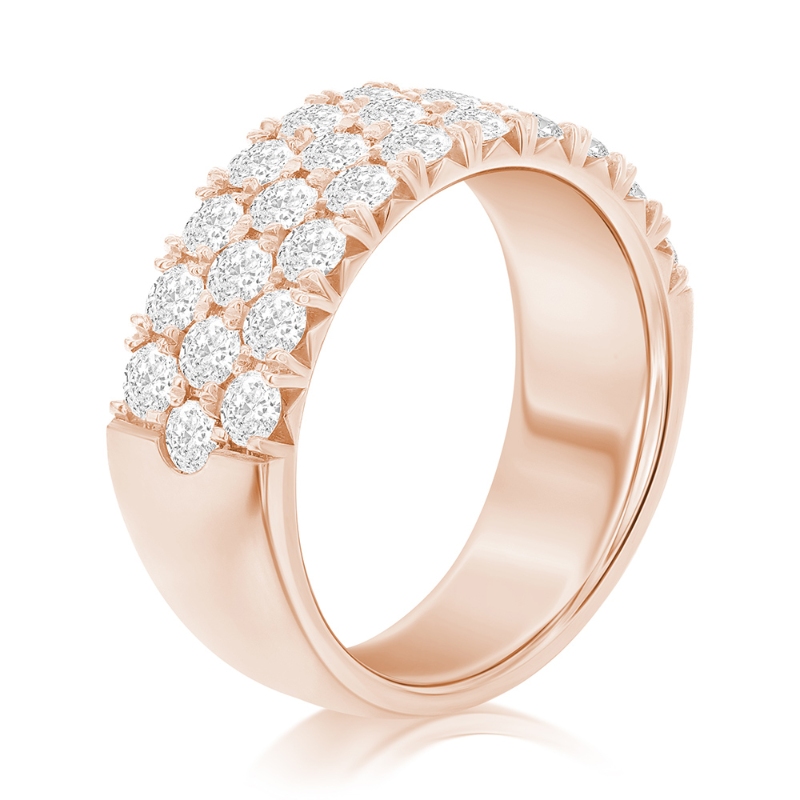 14K Rose Gold Three Row Pav&eacute; Anniversary Band