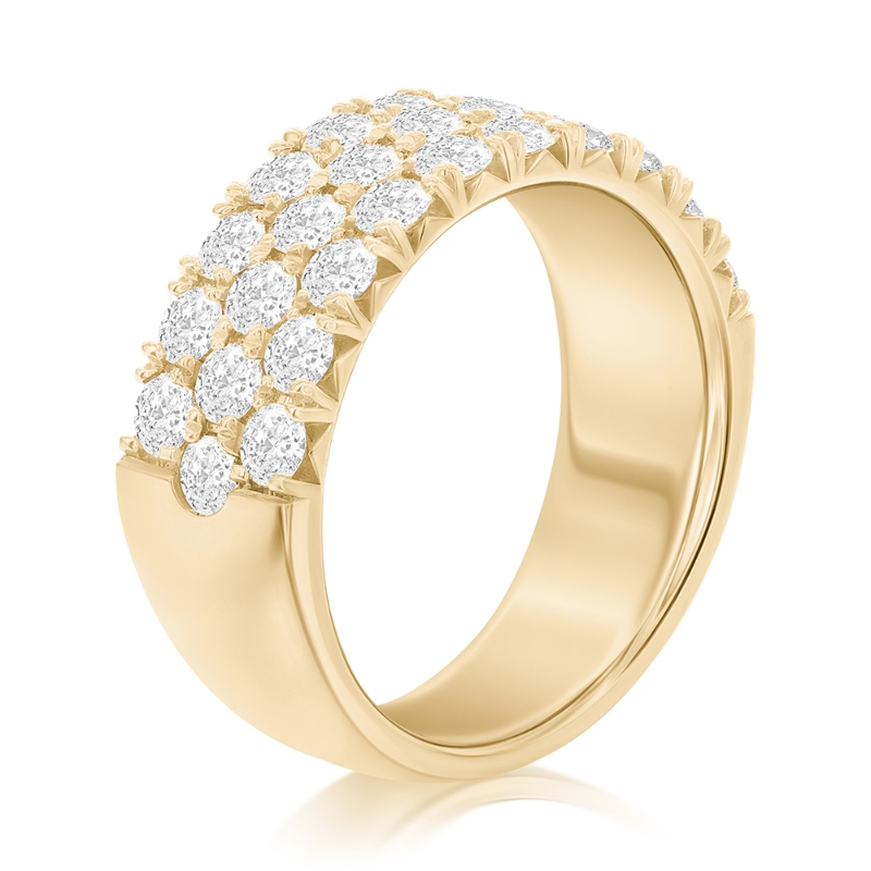 14K Yellow Gold Three Row Pav&eacute; Anniversary Band