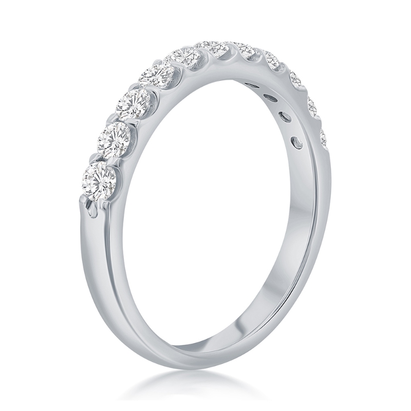 14K White Gold Shared Prong Diamond Band