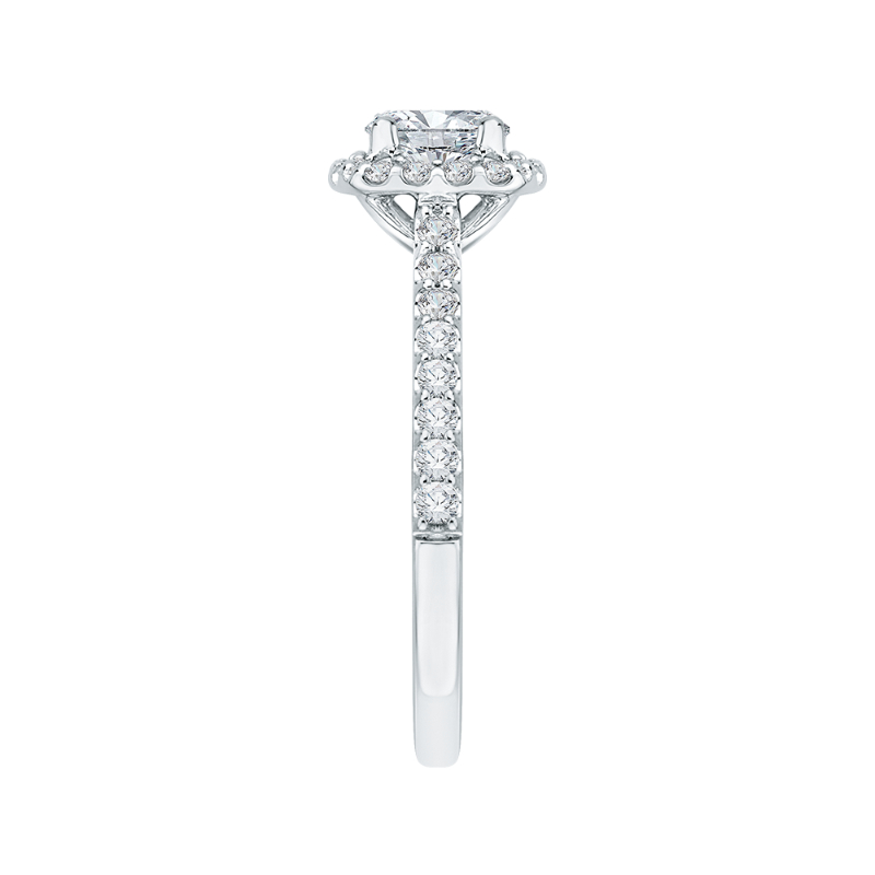 Round Diamond Halo Engagement Ring in 14K White Gold