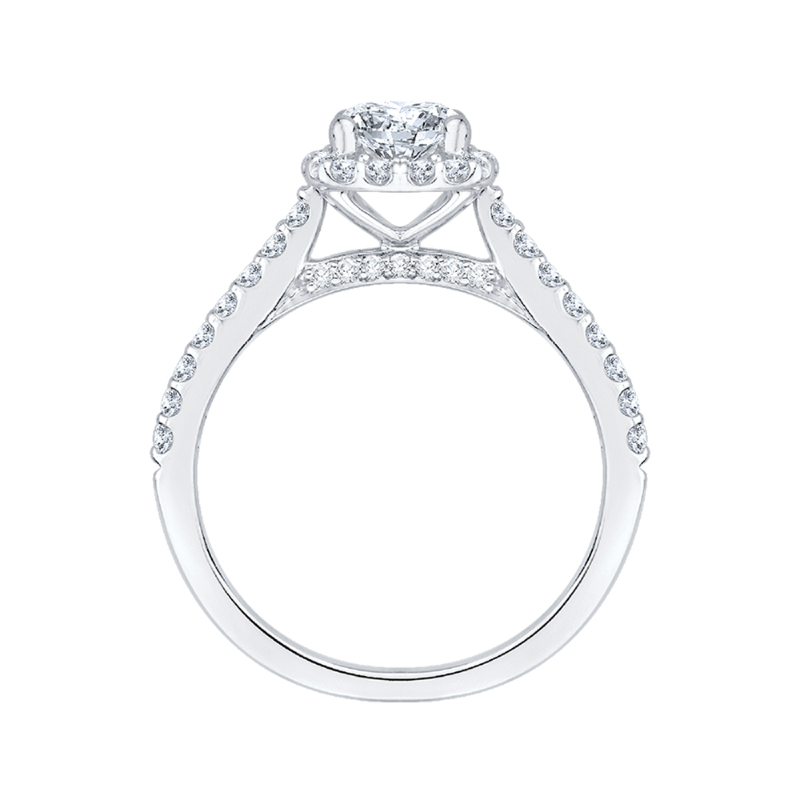 Round Diamond Halo Engagement Ring in 14K White Gold