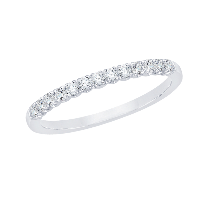 Round Diamond Wedding Band in 14K White Gold