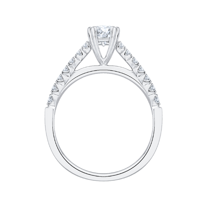 Round Diamond Cathedral Style Engagement Ring in 14K White Gold