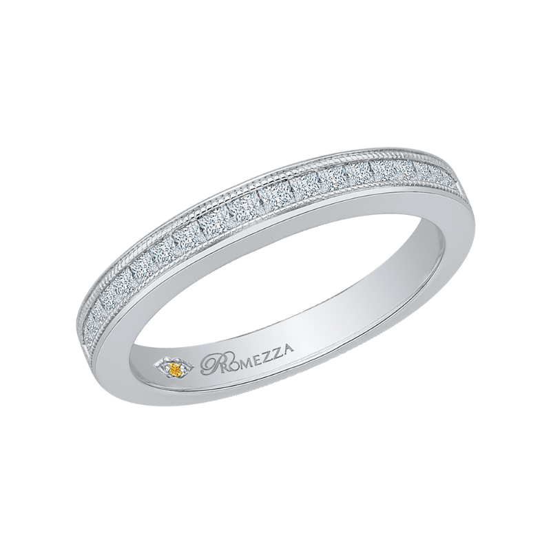 Princess Cut Diamond Wedding band in 14K White Gold