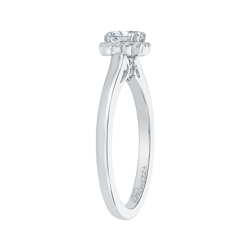 Round Diamond Halo Engagement Ring in 14K White Gold