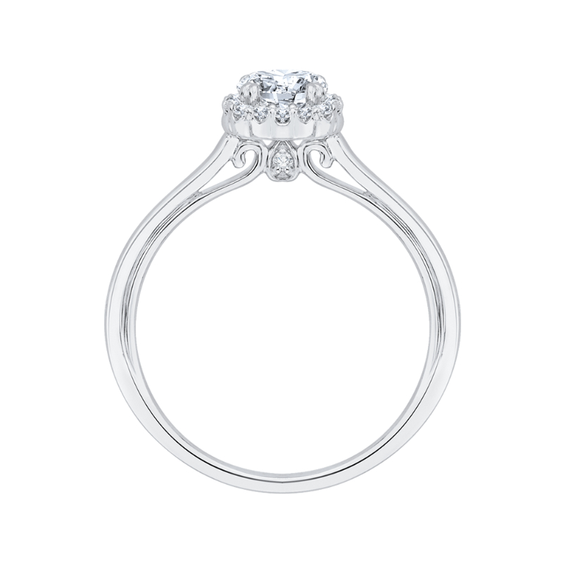 Round Diamond Halo Engagement Ring in 14K White Gold