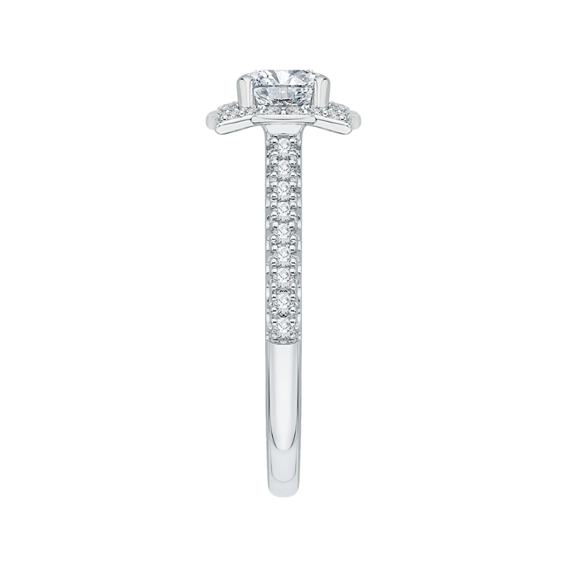 Diamond Halo Vintage Engagement Ring in 14K White Gold