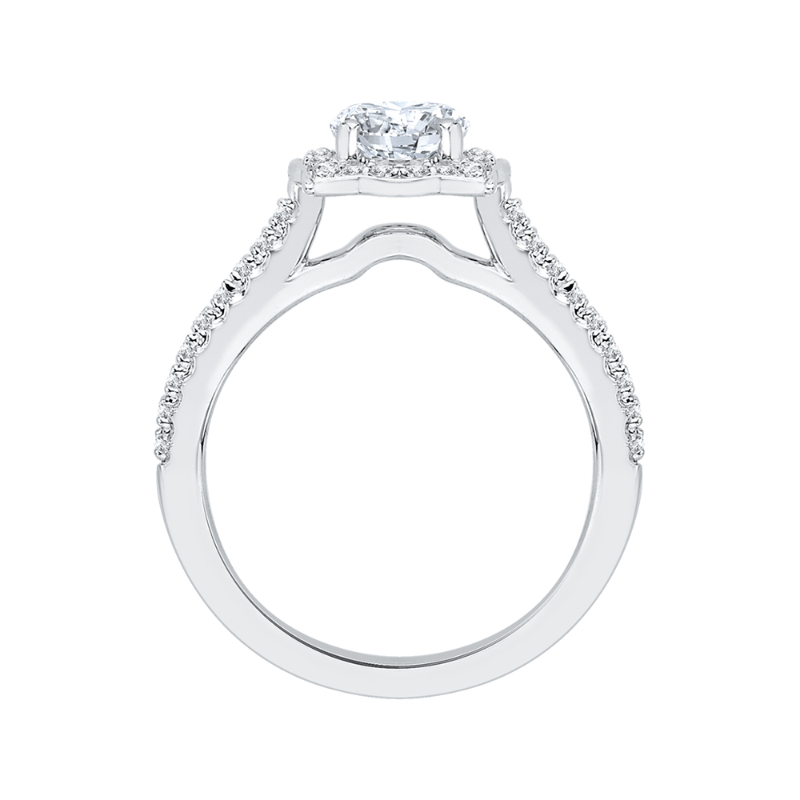 Diamond Halo Vintage Engagement Ring in 14K White Gold
