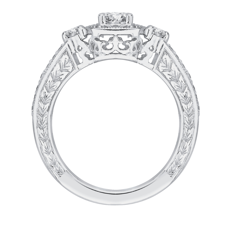 Round Diamond Halo Engagement Ring in 14K White Gold