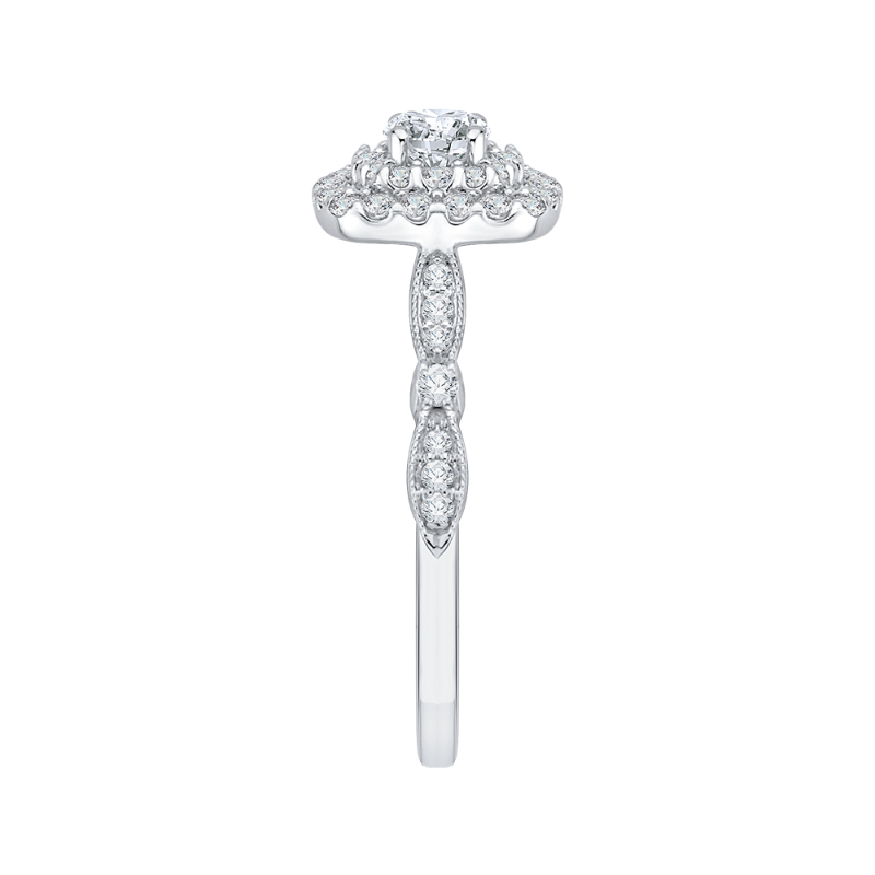 Diamond Double Halo Engagement Ring in 14K White Gold