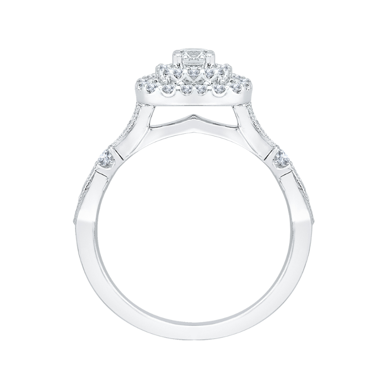 Diamond Double Halo Engagement Ring in 14K White Gold