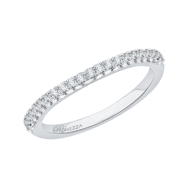 Round Diamond Wedding Band In 14K White Gold