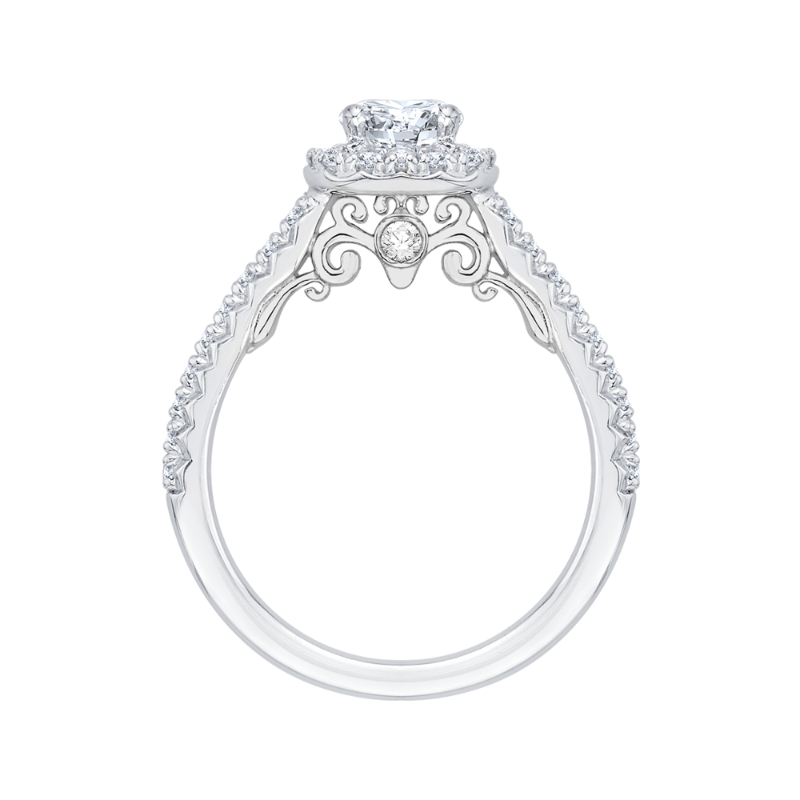 Diamond Halo Engagement Ring in 14K White Gold
