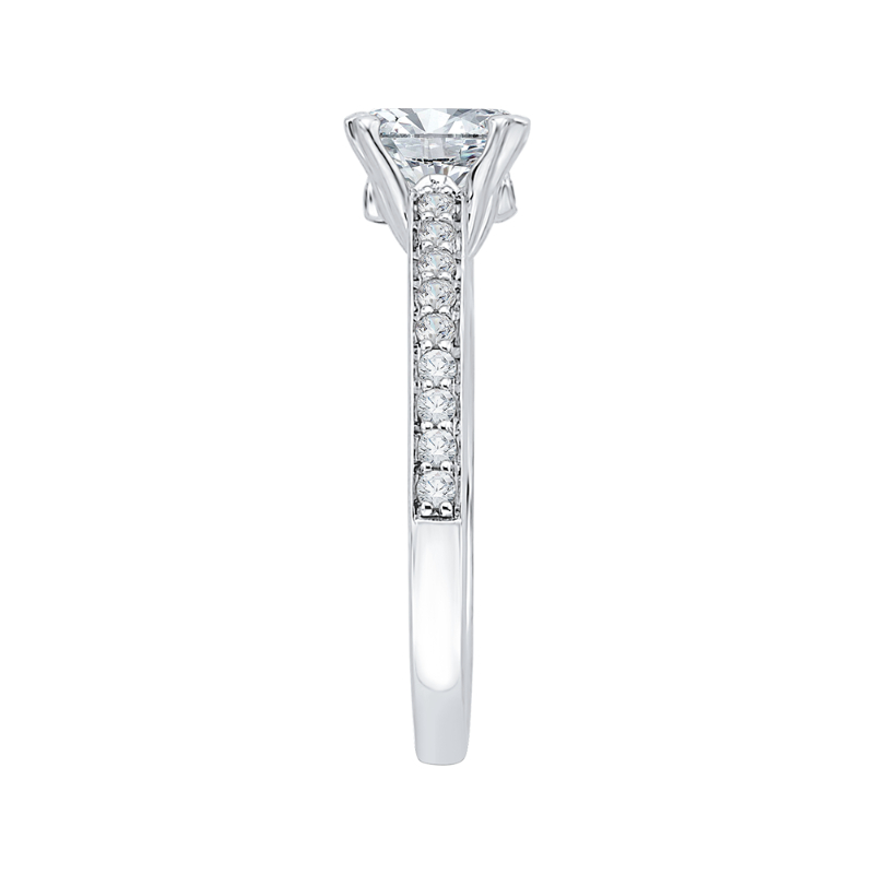 Diamond Cathedral Style Engagement Ring in 14K White Gold