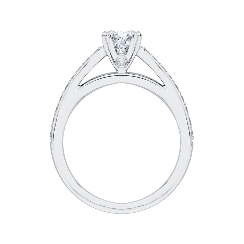 Diamond Cathedral Style Engagement Ring in 14K White Gold