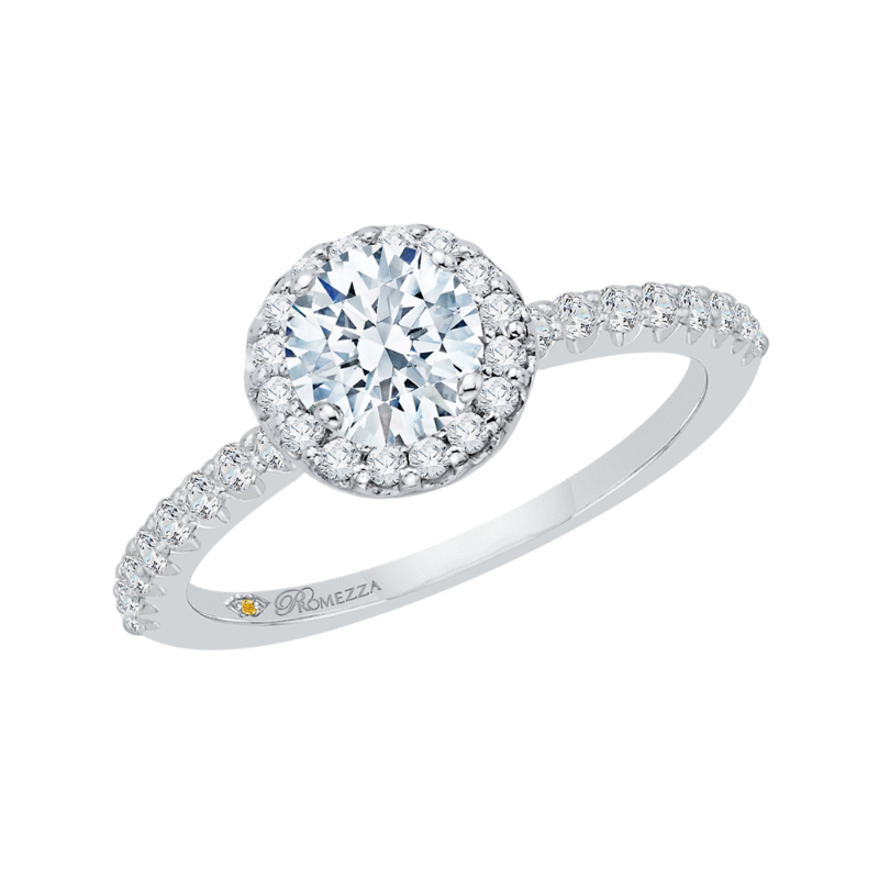 Diamond Halo Engagement Ring in 14K White Gold
