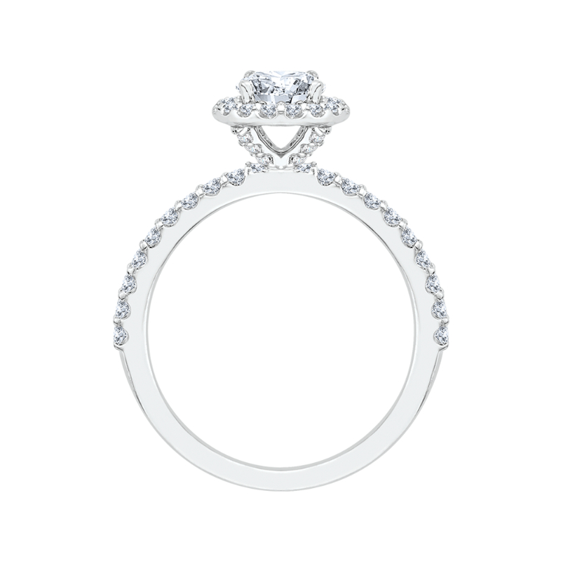 Diamond Halo Engagement Ring in 14K White Gold