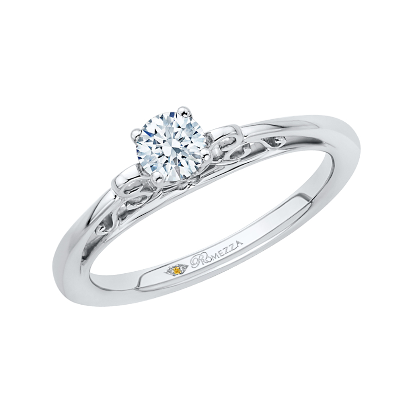Diamond Solitaire Petite Engagement Ring in 14K White Gold