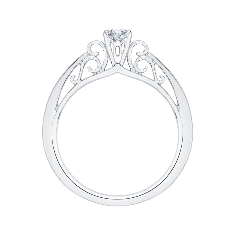 Diamond Solitaire Petite Engagement Ring in 14K White Gold