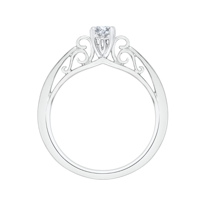 Diamond Solitaire Petite Engagement Ring in 14K White Gold